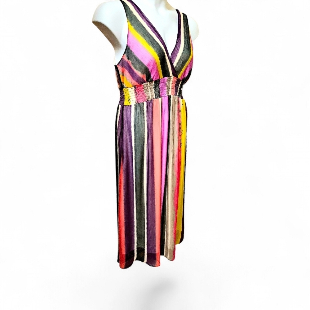 Chaundry KC XL Multicolor Sheer Stripe V-Neck Maxi - Picture 5 of 16